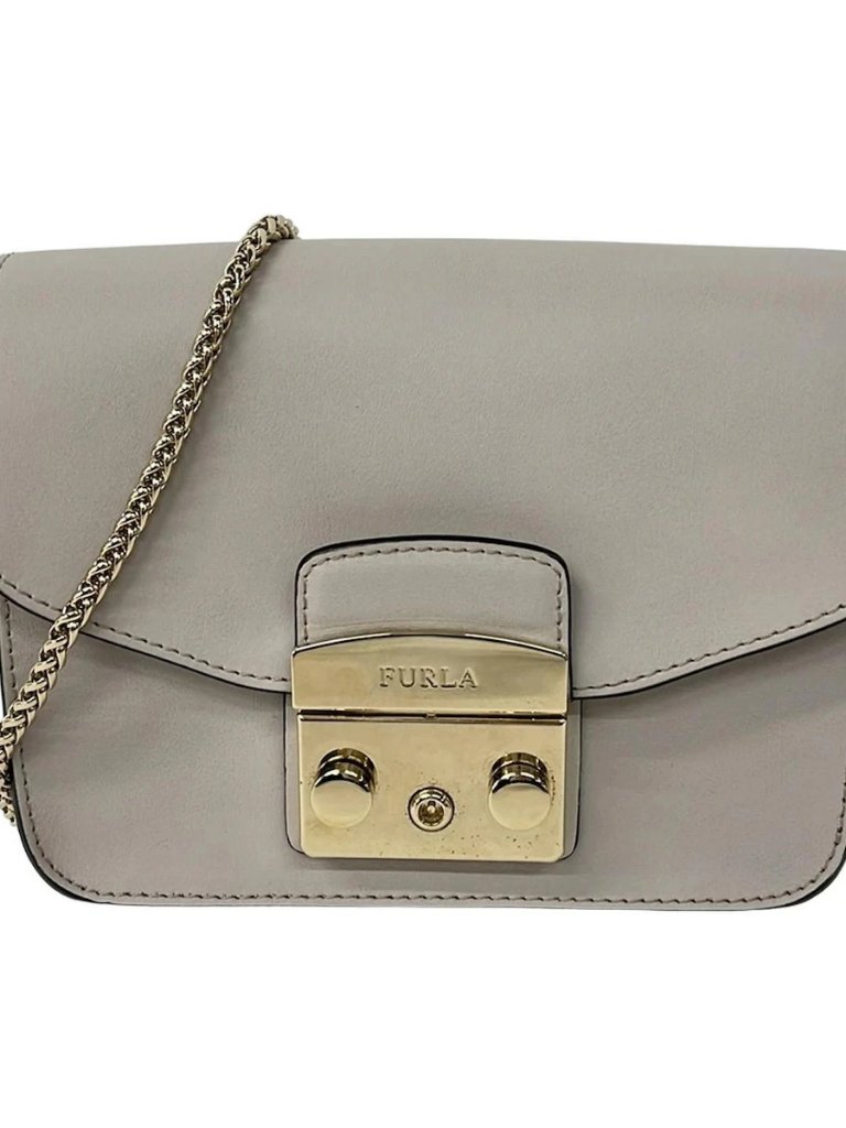 Furla Metropolis Gray-Beige Leather Shoulder Bag